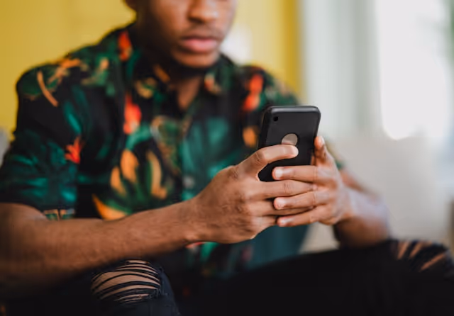 Man holding smartphone